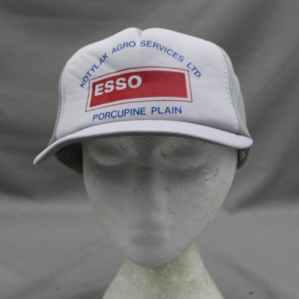 Vintage Screened Trucker Hat - Kotylak Esso Porcupine Plain - Adult Snapback